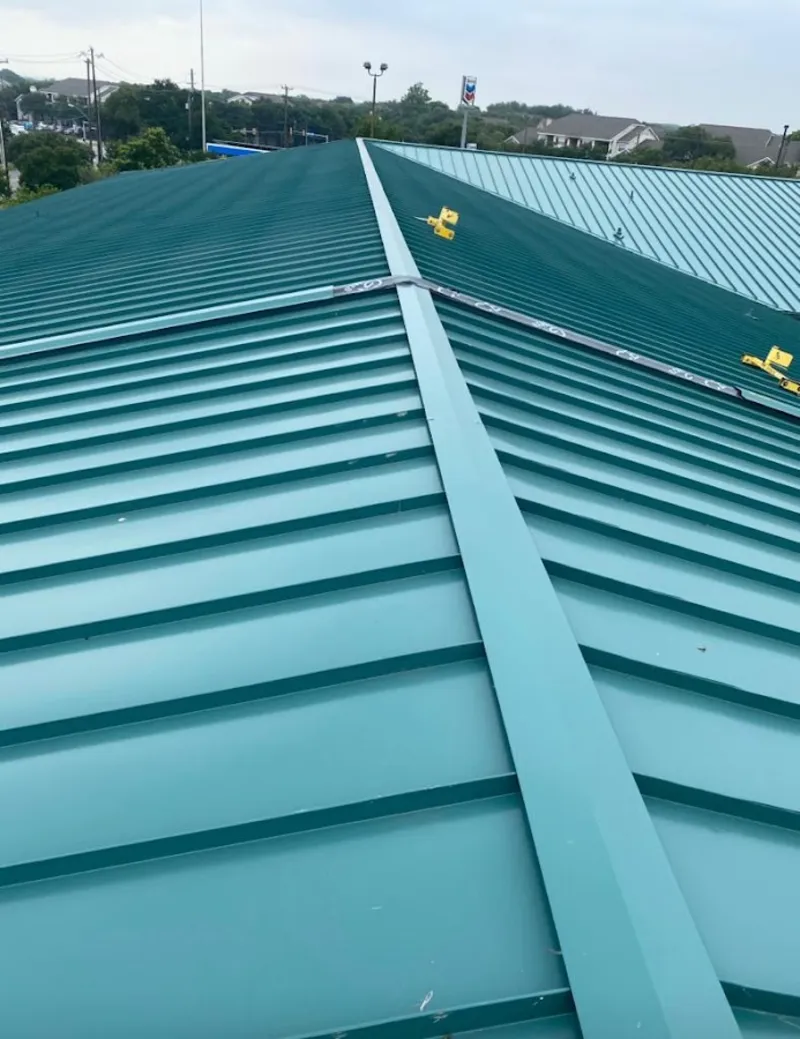 Green commercial metal roof ridge and valley for Metal Roof Repair in West Odessa
